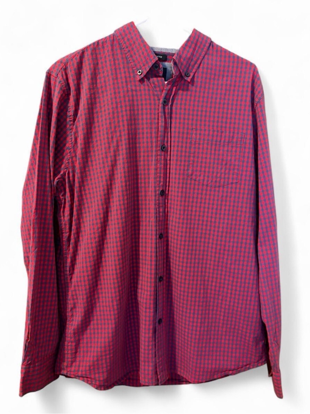 Lee Men’s Large Red Blue Checkered Button Up Shirt
